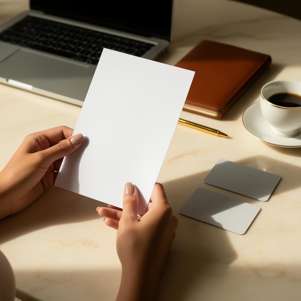 Manos femeninas latinas revisando estados de cuenta y tarjetas de crédito con calma